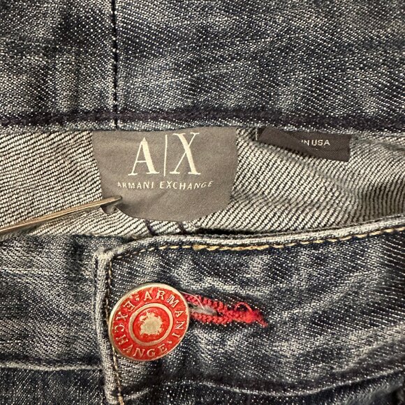 Armani Exchange Jeans Womans Size 4 Low Rise Straight Leg Distressed Denim - Picture 11 of 13